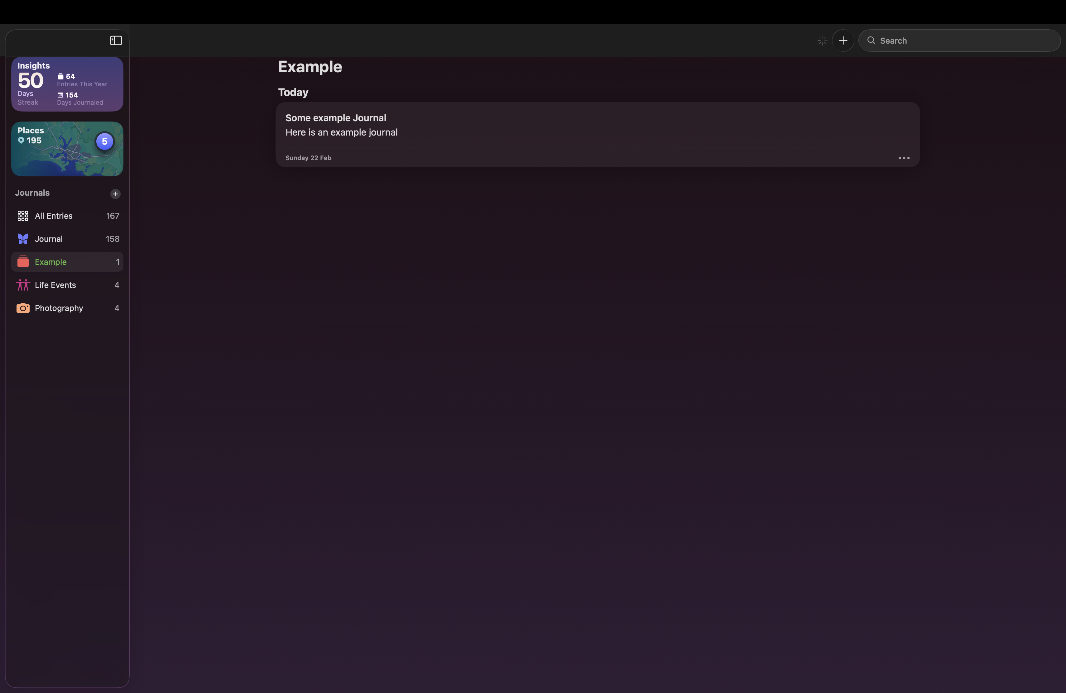 Full screen view of a MacOS journal